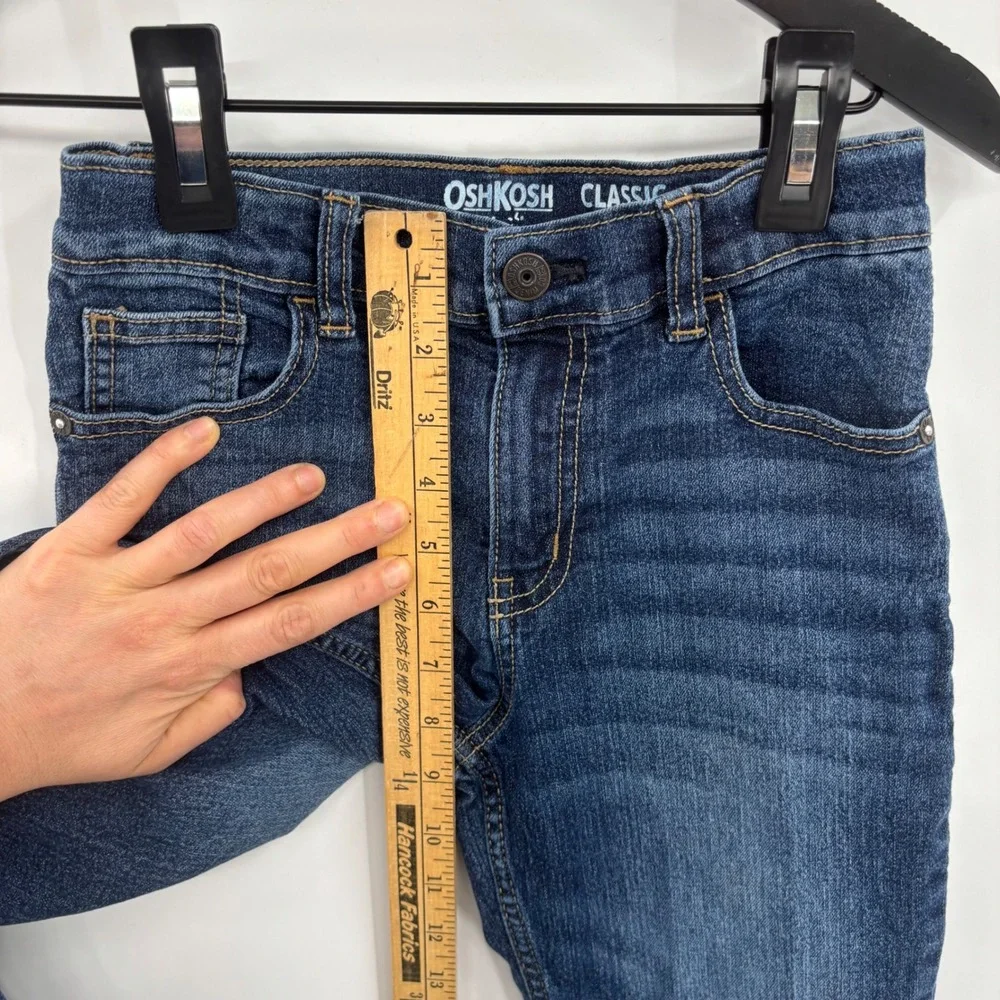 OshKosh Bgosh Kids Classic Straight‎ Leg Jeans 8R 8A Dark Wash Stretch Snap Fly